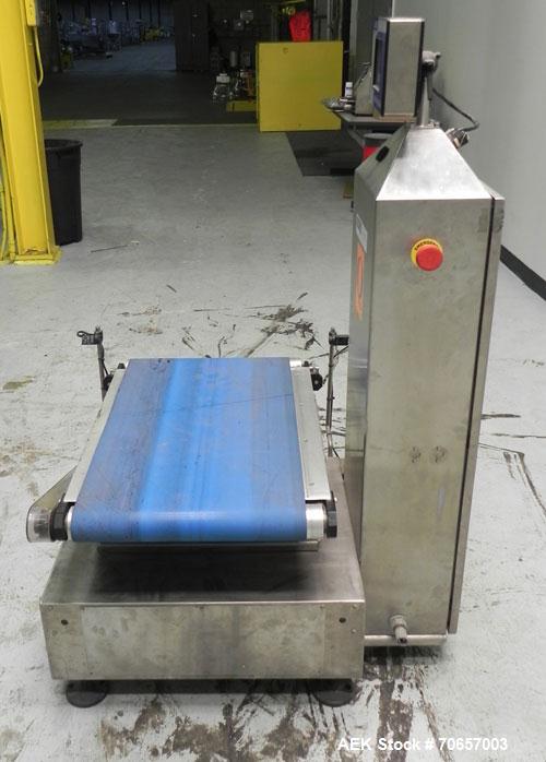 Used Lock Model WeighChek CK-50 Full Case Checkweigher. Machine has a maximum speed of up to 10 cases per minute (depending on case size). Has a weight range of 1,000 - 40,000 g with an accuracy rati...