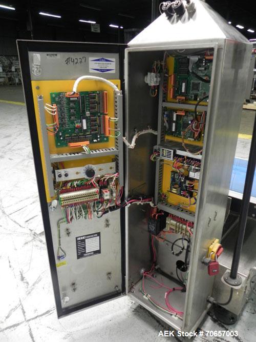 Used Lock Model WeighChek CK-50 Full Case Checkweigher. Machine has a maximum speed of up to 10 cases per minute (depending on case size). Has a weight range of 1,000 - 40,000 g with an accuracy rati...