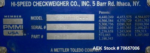 Used Mettler Toledo Hi-Speed Model CS 3400 GT-MM Full Case Check Weigher. Machine has a weight capacity of 10-15lbs. This unit is designed to handle cases, belt dimension 18" wide X 30" long.