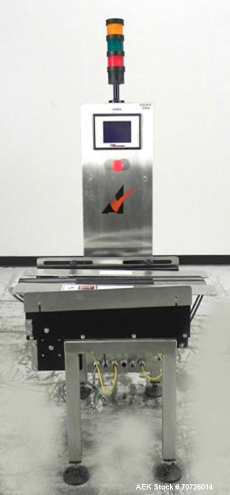 Used Alpha (All-Fill) Model CW-10 Checkweigher. Capable of speeds up to 300 packages per minute. Can handle package weights up to 10 lbs with dimensions up to 15" (long) X 10" (wide). Is rated with a...