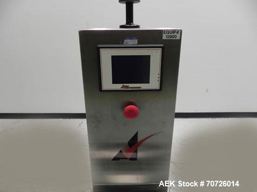 Used Alpha (All-Fill) Model CW-10 Checkweigher. Capable of speeds up to 300 packages per minute. Can handle package weights up to 10 lbs with dimensions up to 15" (long) X 10" (wide). Is rated with a...