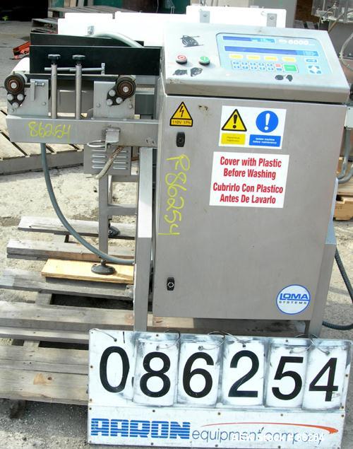 Used Loma 6000 Series Check Weigher. Capable of speeds up to 250 packages per minute. Has a weight range of 6000 grams (13.2 LBS). Typical accuracies of +/- .02 Oz or .6 grams. Maximum product width ...