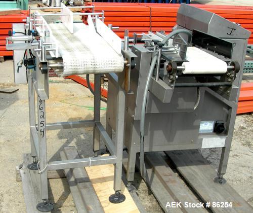 Used Loma 6000 Series Check Weigher. Capable of speeds up to 250 packages per minute. Has a weight range of 6000 grams (13.2 LBS). Typical accuracies of +/- .02 Oz or .6 grams. Maximum product width ...