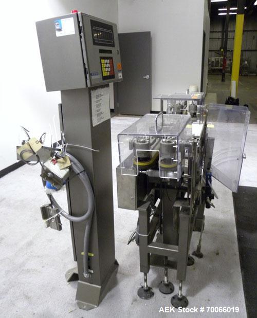 Used Mettler Toledo Hi-Speed Micromate Checkweigher, Model CM6300GI-MM. Accuracy from +/- 100 mg. Containers up to 450 cpm, size range: diameter 2-1/2’’ to 10’’, height depends on stability. Equipped...