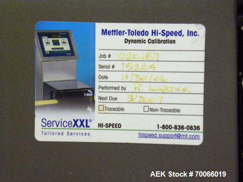 Used Mettler Toledo Hi-Speed Micromate Checkweigher, Model CM6300GI-MM. Accuracy from +/- 100 mg. Containers up to 450 cpm, size range: diameter 2-1/2’’ to 10’’, height depends on stability. Equipped...