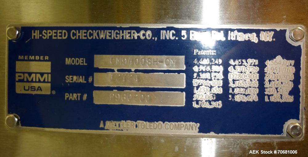 Used Mettler Toledo CM9400 Hi-Speed Canweigh Checkweigher, Model CM9400SH-CM