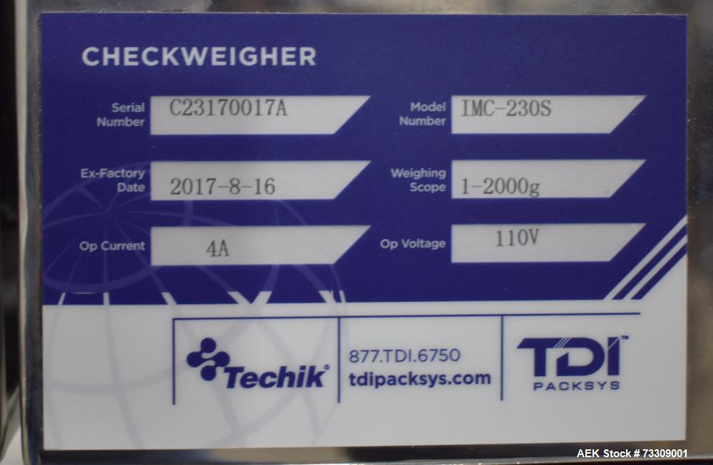 TDI Packsys Model IMC-230S Techik Combination Metal Detector and Checkweigher