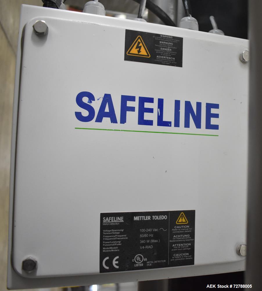 Used Mettler-Toledo Safeline Hi-Speed Model XE Combination Metal Detector and Checkweigher. Capable of speeds up to 500 packages per minute. Capable of weighing product up to 7kg. Approximate 7-3/4" ...