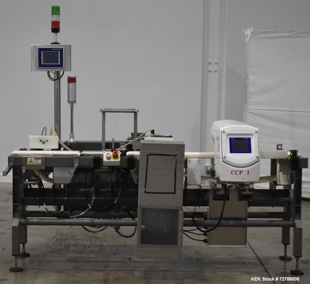 Used Mettler-Toledo Safeline Hi-Speed Model XE Combination Metal Detector and Checkweigher. Capable of speeds up to 500 packages per minute. Capable of weighing product up to 7kg. Approximate 7-3/4" ...