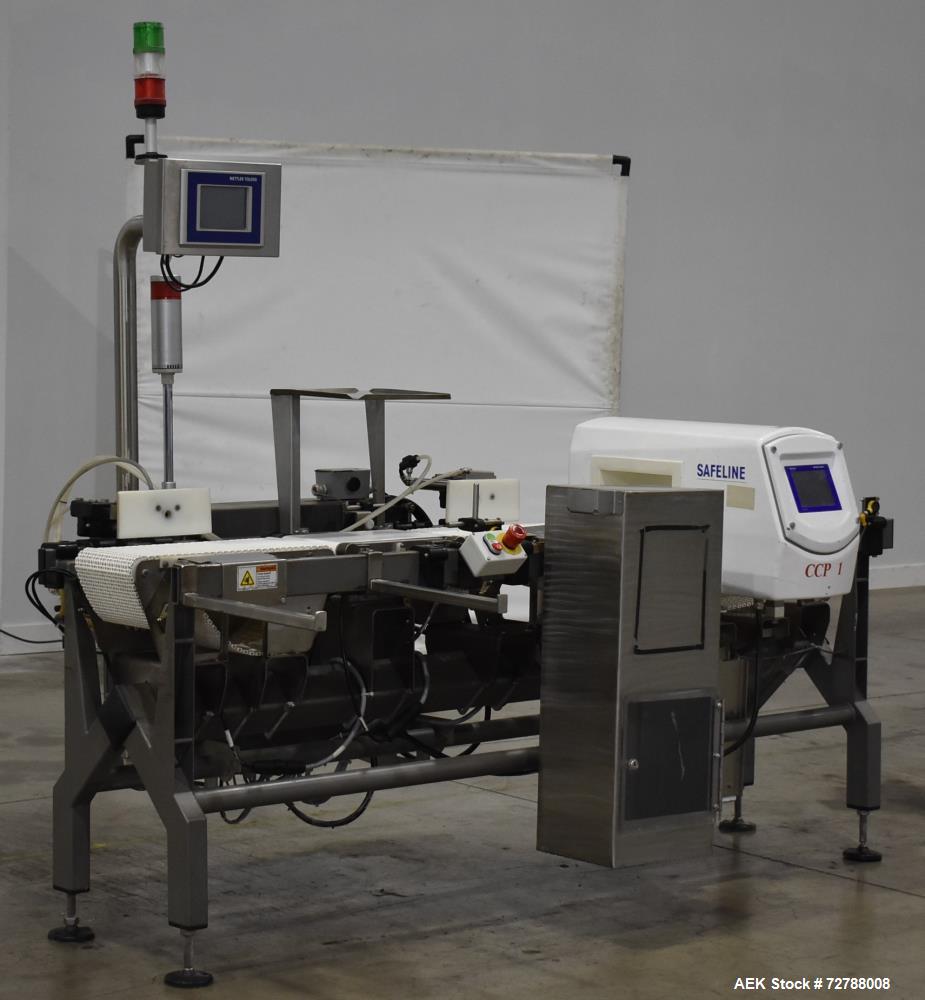 Used Mettler-Toledo Safeline Hi-Speed Model XE Combination Metal Detector and Checkweigher. Capable of speeds up to 500 packages per minute. Capable of weighing product up to 7kg. Approximate 7-3/4" ...