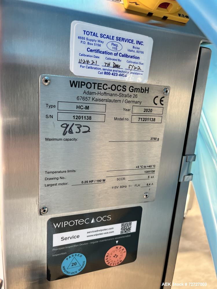 Unused- OCS/Wipotec Combination Checkweigher / Metal Detector, Model(s) THS/21 & HC-M. 3,750 Gram maximum capacity. Aperature dimensions 400mm x 225mm. Stainless steel construction.