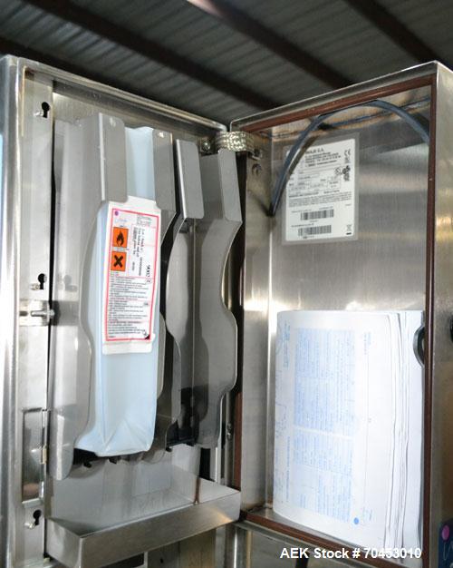 Used Imaje 9020 small character ink jet coder. Up to 4 line printing. Print speeds up to 4.4 m/s or (1,090 ft/min). Mounted on stand. Character height from 0.7mm to 18.2mm. SELLING PRICE, AS IS, WHER...