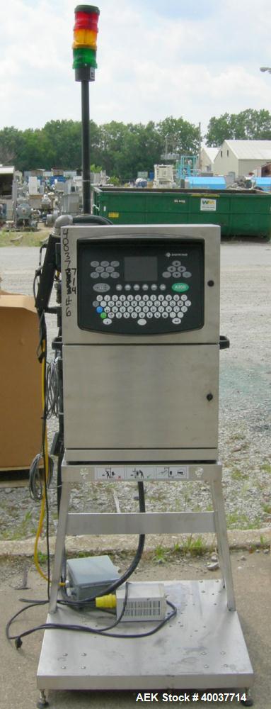 Used Domino A200 Small Character Ink Jet Coder, Model A200. Can print up to four lines of type with a variety of print formats including Logos, bar codes, automatic serial numbering/batch coding. Hig...