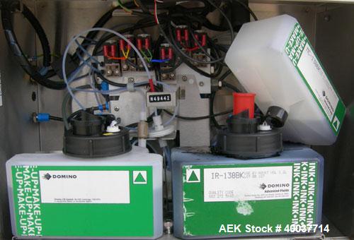 Used Domino A200 Small Character Ink Jet Coder, Model A200. Can print up to four lines of type with a variety of print formats including Logos, bar codes, automatic serial numbering/batch coding. Hig...