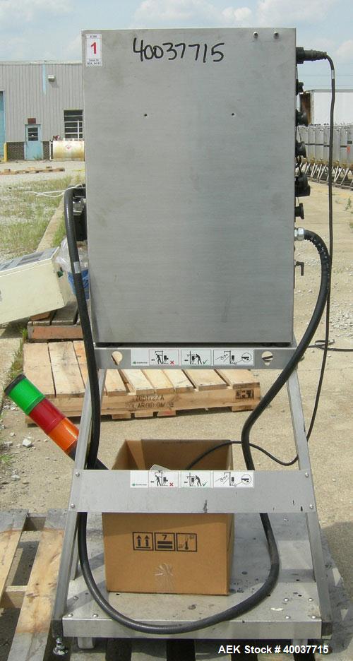 Used Domino A200 Small Character Ink Jet Coder, Model A200. Can print up to four lines of type with a variety of print formats including logos, bar codes, automatic serial numbering/batch coding. Hig...