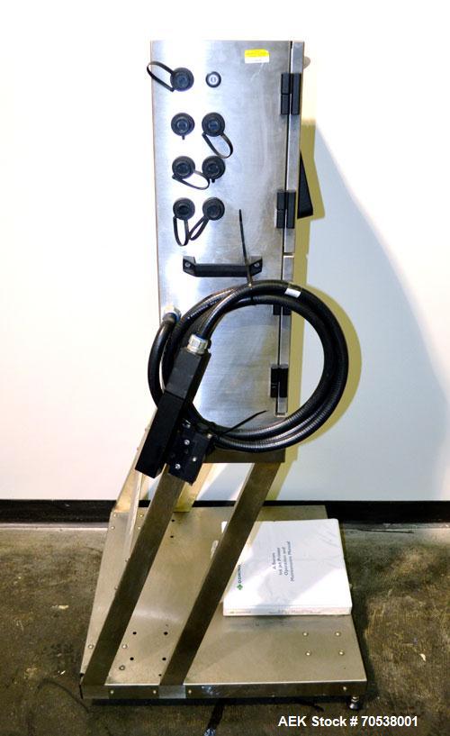 Unused- Domino A200 Small Character Ink Jet Coder, Model A200. Can print up to four lines of type with a variety of print formats including logos, bar codes, automatic serial numbering/batch coding. ...