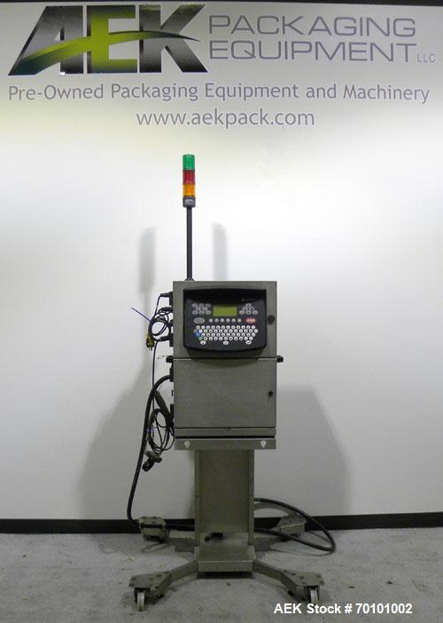 Used Domino A300 Ink Jet Coder, Model A300. Can print up to four lines of type with a variety of print formats including Logos, bar codes, automatic serial numbering/batch coding. High speed,high def...