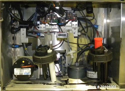 Used Domino A300 Ink Jet Coder, Model A300. Can print up to four lines of type with a variety of print formats including Logos, bar codes, automatic serial numbering/batch coding. High speed,high def...