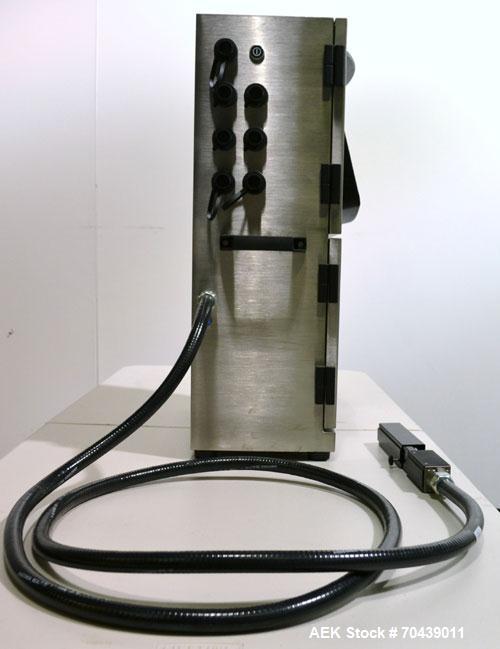 Unused- Domino Model A300 Ink Jet Coder. Includes a print head. 316 Stainless Steel construction. Machine has flexible applications with up to 4 lines in a variety of print formats.