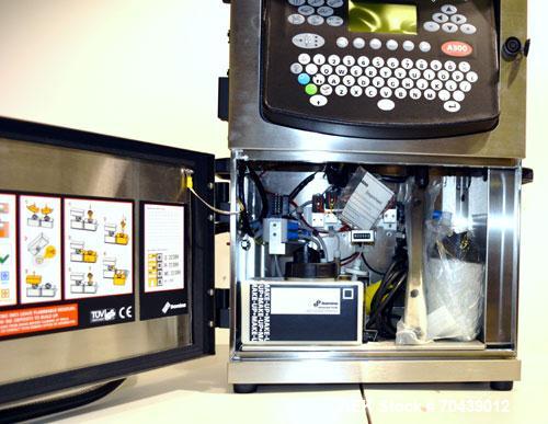 Unused- Domino Model A300 Ink Jet Coder. Includes a print head. 316 Stainless Steel construction. Machine has flexible applications with up to 4 lines in a variety of print formats.
