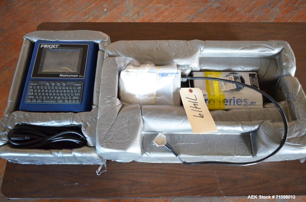 Unused- Foxjet Model 2464238 Stainless Steel Ink Jet Coder Print Head with Foxjet Marksman Duo Push Button Controller with Full Alpha Numeric Keypad. Conveyor  Mount Kits, Pro Series AC STII Type Ink...