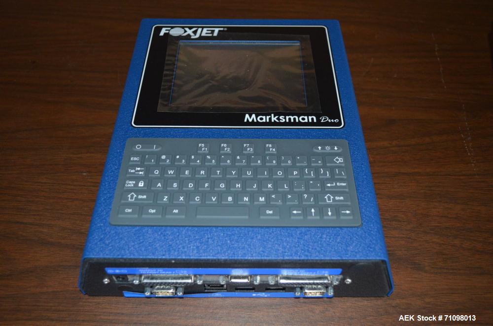 Unused- Foxjet Model 2464238 Stainless Steel Ink Jet Coder Print Head with Foxjet Marksman Duo Push Button Controller with Full Alpha Numeric Keypad. Conveyor  Mount Kits, Pro Series AC STII Type Ink...
