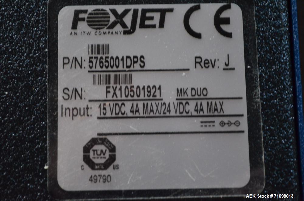 Unused- Foxjet Model 2464238 Stainless Steel Ink Jet Coder Print Head with Foxjet Marksman Duo Push Button Controller with Full Alpha Numeric Keypad. Conveyor  Mount Kits, Pro Series AC STII Type Ink...
