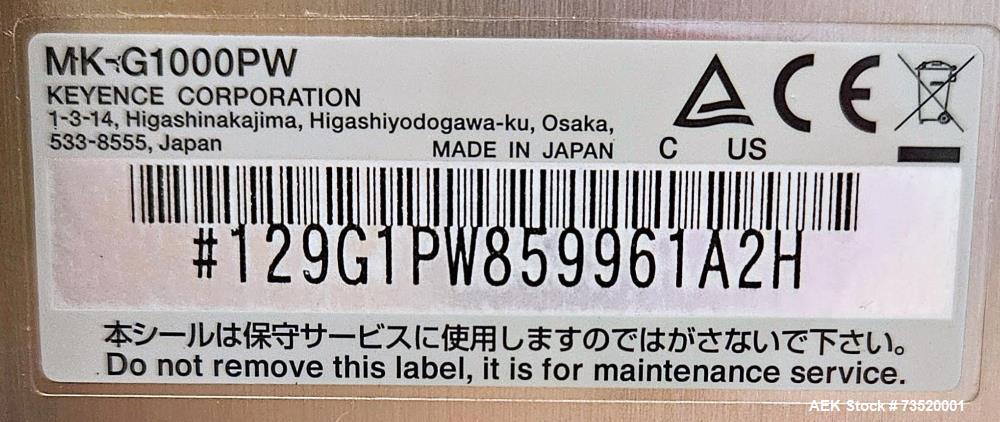 Keyence MK-G1000PW Continuous Inkjet Printer – Stainless Steel, Multi-Line, Barcoding (Used)