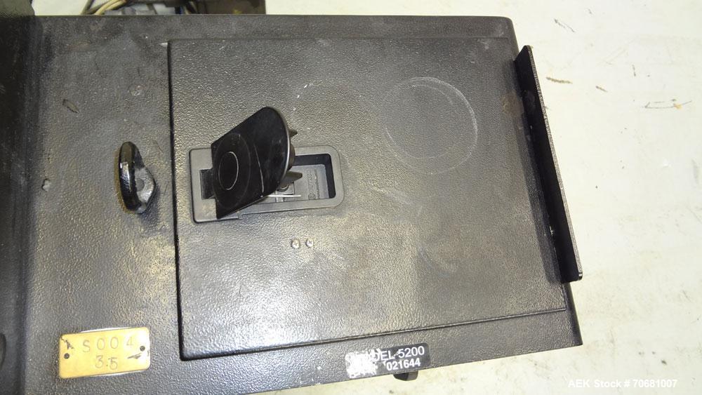 Used Markem 5000 Series Touch Dry Ink Jet Printer, Model 5200. Print area 65mm x 1200mm per printhead (2.56" x 47.25"). Print speed 55m/minute (180ft/min). Most industry standard bar codes including ...