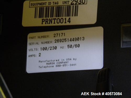Used Marsh Ink Jet Coder, Model Patrion. Marsh key board part #27171, head #27132. Includes an AC adapter and an air drive system.