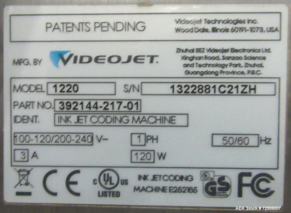 Used Videojet 1220 InkJet Printer – 1 to 5 Line Printing