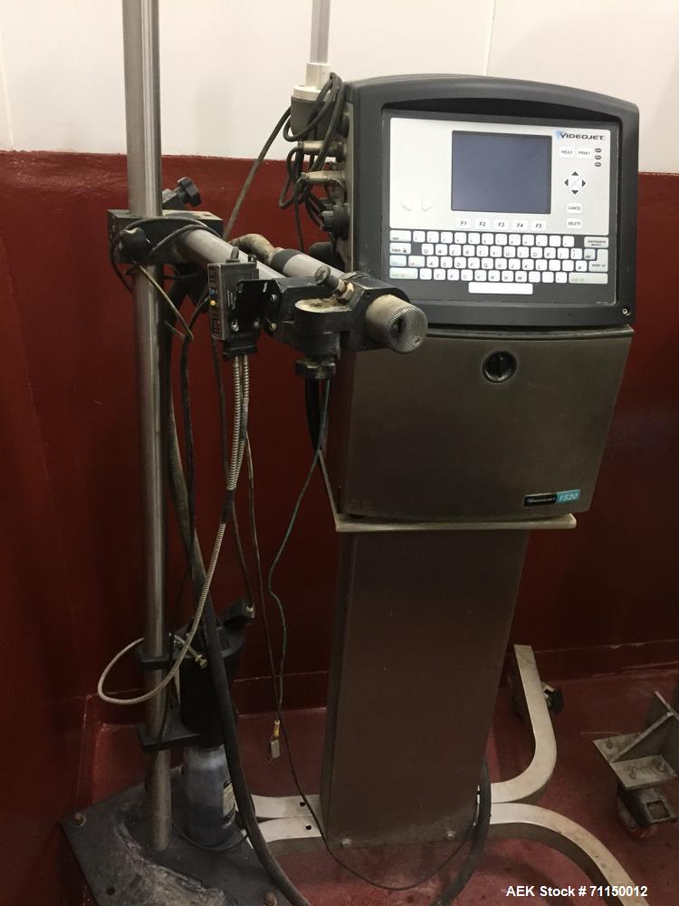 Used Video Jet model 1520 continuous ink jet coder. Capable of printing 1- 5 lines at speeds up to 914/min. (278.6 m/min) with character size from 0.079" (2mm) to 0.40" (10mm). Features include LCD d...