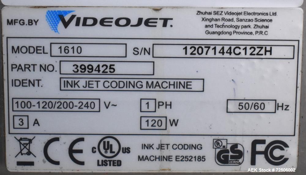 Videojet 1610 Small Character Ink Jet Printer