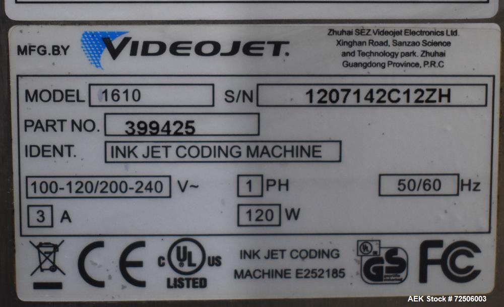 Videojet 1610 Small Character Ink Jet Printer