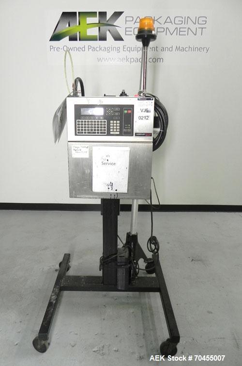 Used VideoJet Model Excel 170i Small Character Ink Jet Coder. Machine prints 10 characters per inch single line. Can print 1 to 3 lines at speeds up to 916 ft/min, up to 1832 characters per second. F...