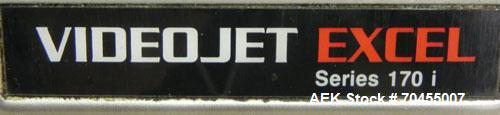 Used VideoJet Model Excel 170i Small Character Ink Jet Coder. Machine prints 10 characters per inch single line. Can print 1 to 3 lines at speeds up to 916 ft/min, up to 1832 characters per second. F...