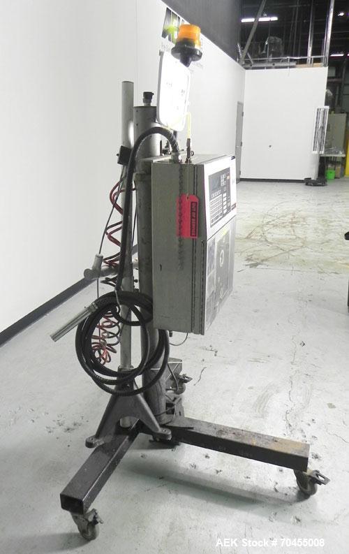 Used VideoJet Model Excel 170i Small Character Ink Jet Coder. Machine prints 10 characters per inch single line. Can print 1 to 3 lines at speeds up to 916 ft/min, up to 1832 characters per second. F...