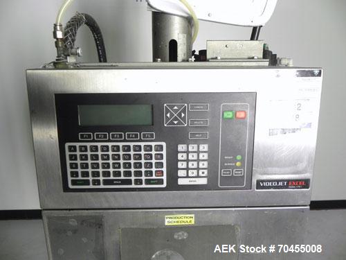Used VideoJet Model Excel 170i Small Character Ink Jet Coder. Machine prints 10 characters per inch single line. Can print 1 to 3 lines at speeds up to 916 ft/min, up to 1832 characters per second. F...