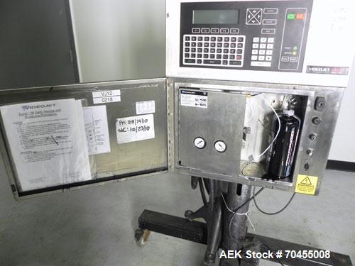 Used VideoJet Model Excel 170i Small Character Ink Jet Coder. Machine prints 10 characters per inch single line. Can print 1 to 3 lines at speeds up to 916 ft/min, up to 1832 characters per second. F...