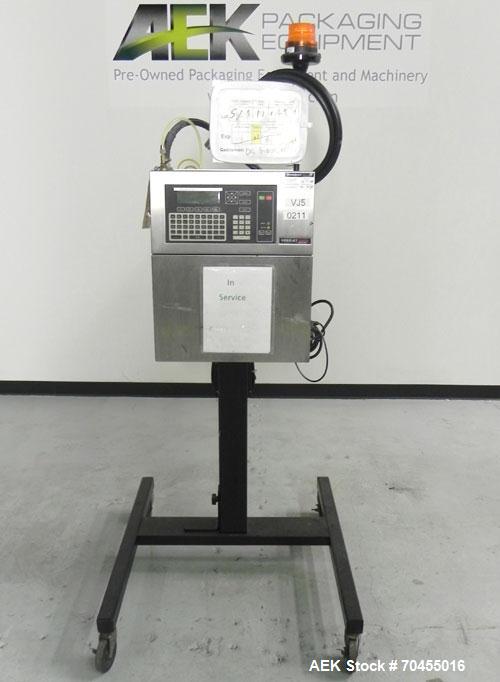 Used VideoJet Model Excel 170i Small Character Ink Jet Coder. Machine prints 10 characters per inch single line. Can print 1 to 3 lines at speeds up to 916 ft/min, up to 1832 characters per second. F...