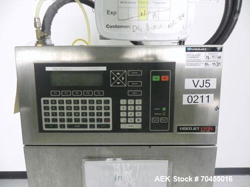 Used VideoJet Model Excel 170i Small Character Ink Jet Coder. Machine prints 10 characters per inch single line. Can print 1 to 3 lines at speeds up to 916 ft/min, up to 1832 characters per second. F...