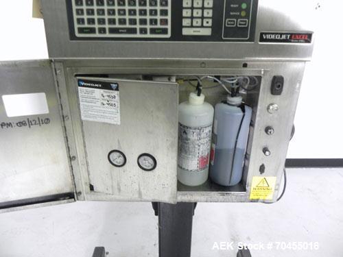 Used VideoJet Model Excel 170i Small Character Ink Jet Coder. Machine prints 10 characters per inch single line. Can print 1 to 3 lines at speeds up to 916 ft/min, up to 1832 characters per second. F...