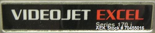 Used VideoJet Model Excel 170i Small Character Ink Jet Coder. Machine prints 10 characters per inch single line. Can print 1 to 3 lines at speeds up to 916 ft/min, up to 1832 characters per second. F...