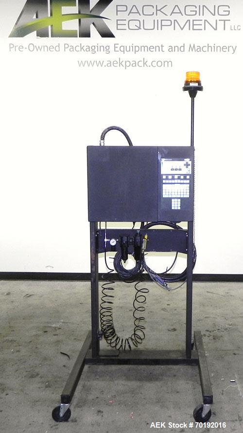 Used Videojet Model 37E Ink Jet Coder. Machine is capable of printing at speeds up to 123 feet per minute (37 meters per minute). Can do a 7 x 9 matrix on single line or 5 x 7 matrix on dual line. Pr...