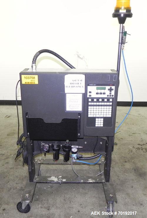 Used Videojet Model 37e Ink Jet Coder. Machine is capable of printing at speeds up to 123 feet per minute (37 meters per minute). Can do a 7 x 9 matrix on single line or 5 x 7 matrix on dual line. Pr...