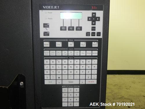 Used Videojet Model 37e Ink Jet Coder. Machine is capable of printing at speeds up to 123 feet per minute (37 meters per minute). Can do a 7 x 9 matrix on single line or 5 x 7 matrix on dual line. Pr...