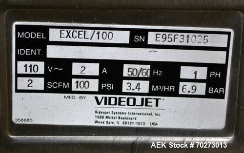 Used Videojet Excel 100 Series Ink Jet Printer. Designed for multiple-line codes with a single printhead, at production-line speeds of more than 1832 characters per second.Small character printer wit...