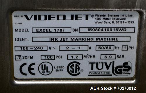 Used Videojet Excel 170i Series Ink Jet Printer. Designed for multiple-line codes with a single print-head, at production-line speeds of more than 1,100 feet (330m) per minute. Includes a print nozzl...