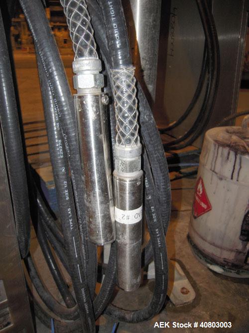 Used Videojet Ink Jet Marking Machine, Model Excel/273SE. 1/50/60/100-240 volt, 2 scfm, 100 psi. Includes 2 printing heads and a pedestal stand.
