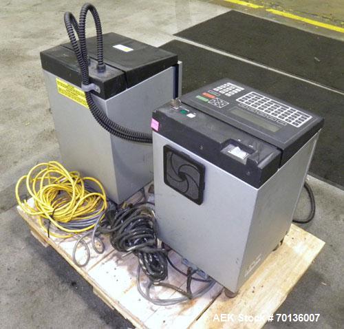Used Video Jet Maxum Large Character Case Coder. Dual Module unit capable of printing single to four lines of print. Character size: 3/8" to 2-1/4" in a choice of 5 x 7 or 10 x 16 dot matrix.Coding c...
